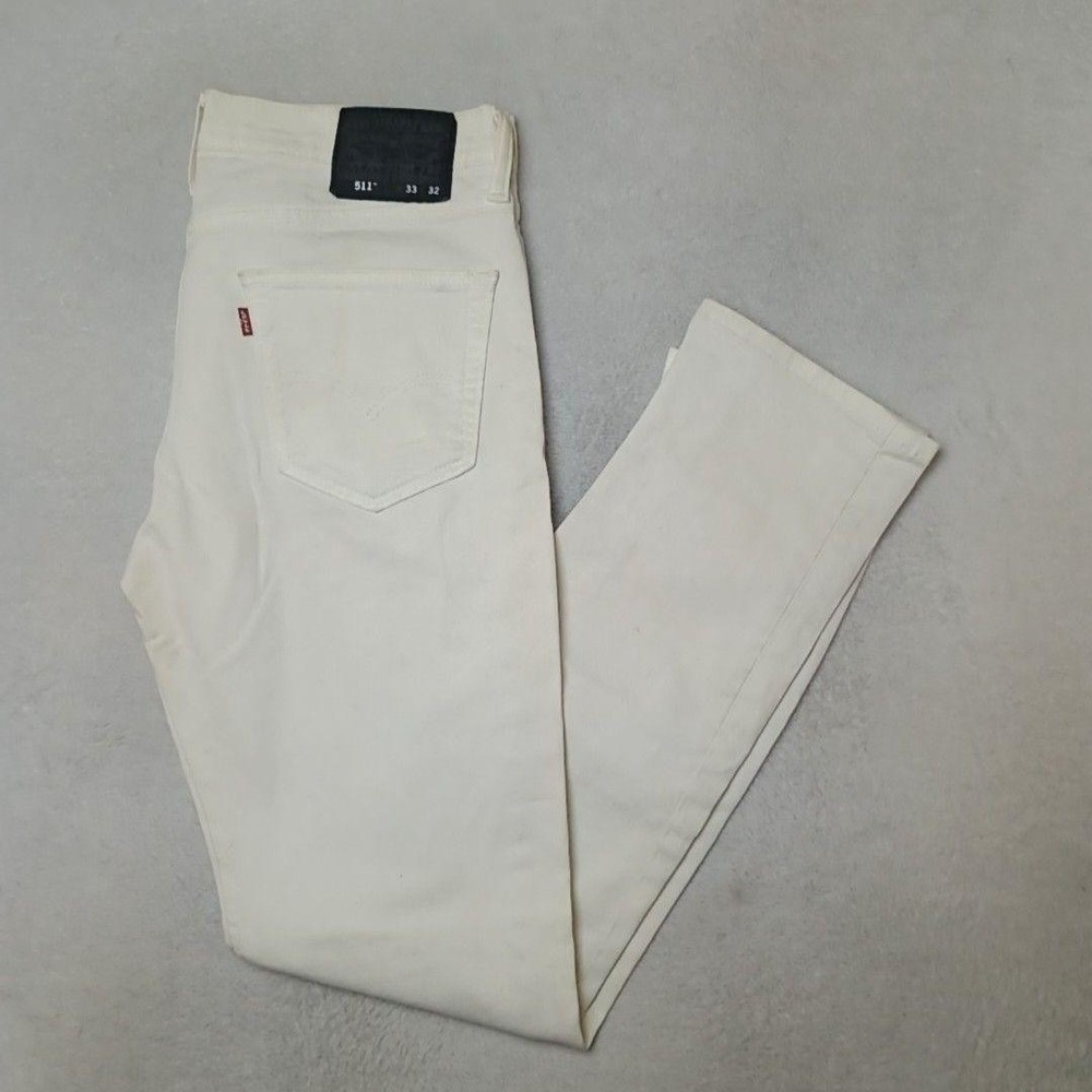 Levis 511 Jeans Mens 33x32 White Slim Tapered Stretch Denim 5-Pocket Logo
